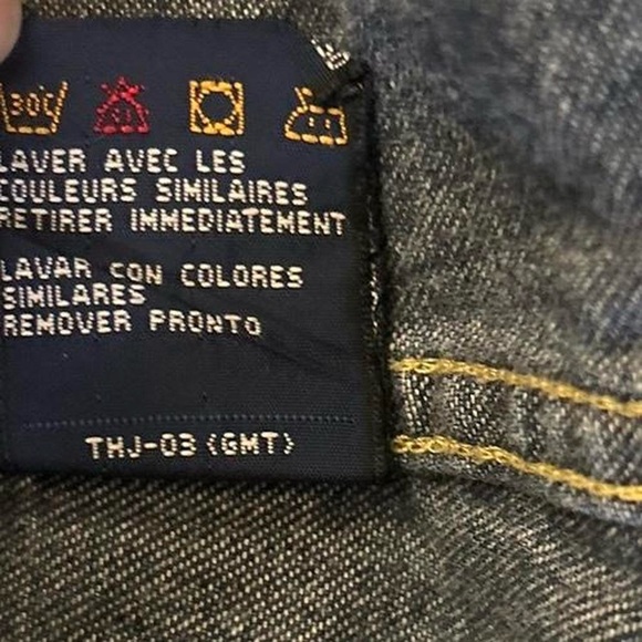 Vtg y2k Tommy jeans denim sleeveless snap button dark wash jean kids sz 6 Large - Picture 7 of 7